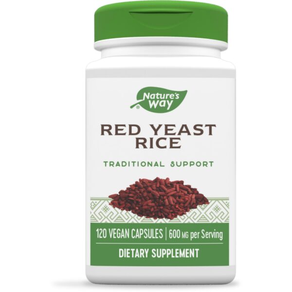 Frasco Nature's Way arroz de levadura roja 120 cápsulas veganas