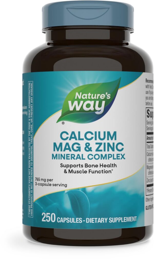 Frasco de Nature's Way calcio magnesio zinc capsulas