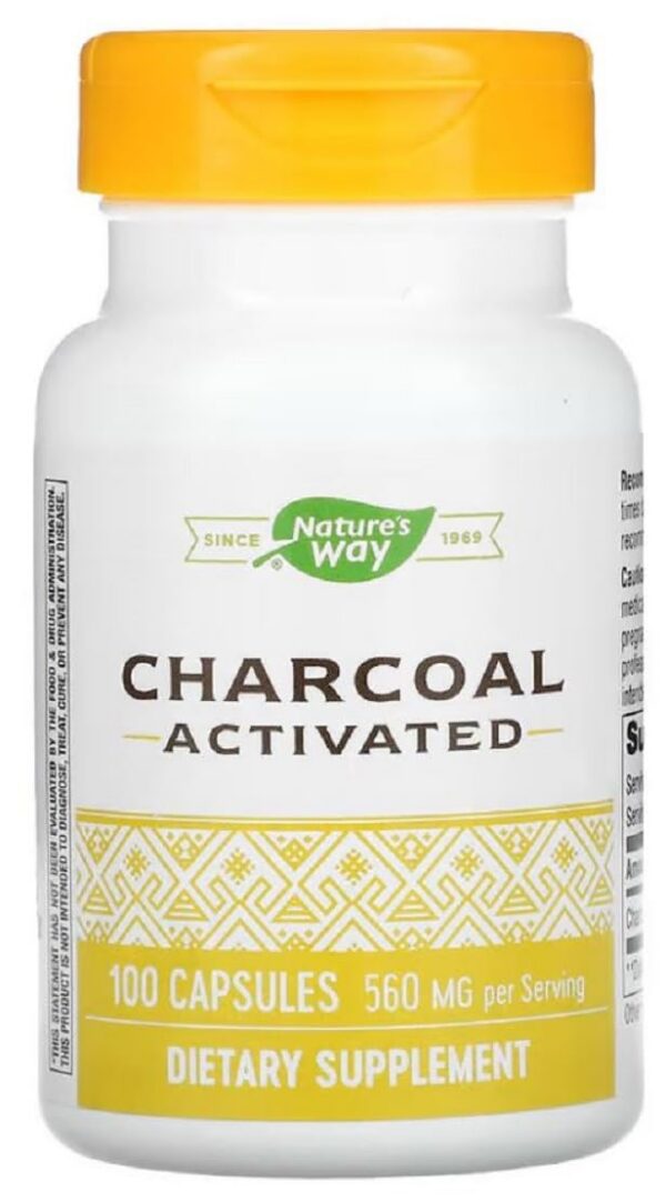 Nature's Way carbón activado cápsulas 260 mg paquete 100 unidades