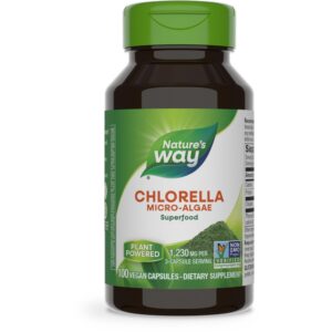 Frasco Nature's Way Chlorella 100 cápsulas superalimento