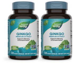 Botella de cápsulas premium de extracto de ginkgo para memoria y concentración