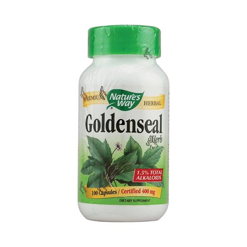 Suplemento Nature's Way Goldenseal en frasco con 100 cápsulas