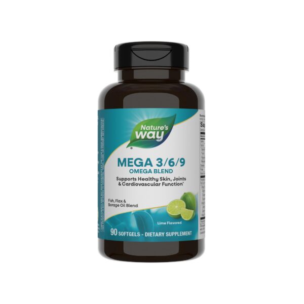Etiqueta frontal de Nature's Way Mega 3/6/9 omega blend