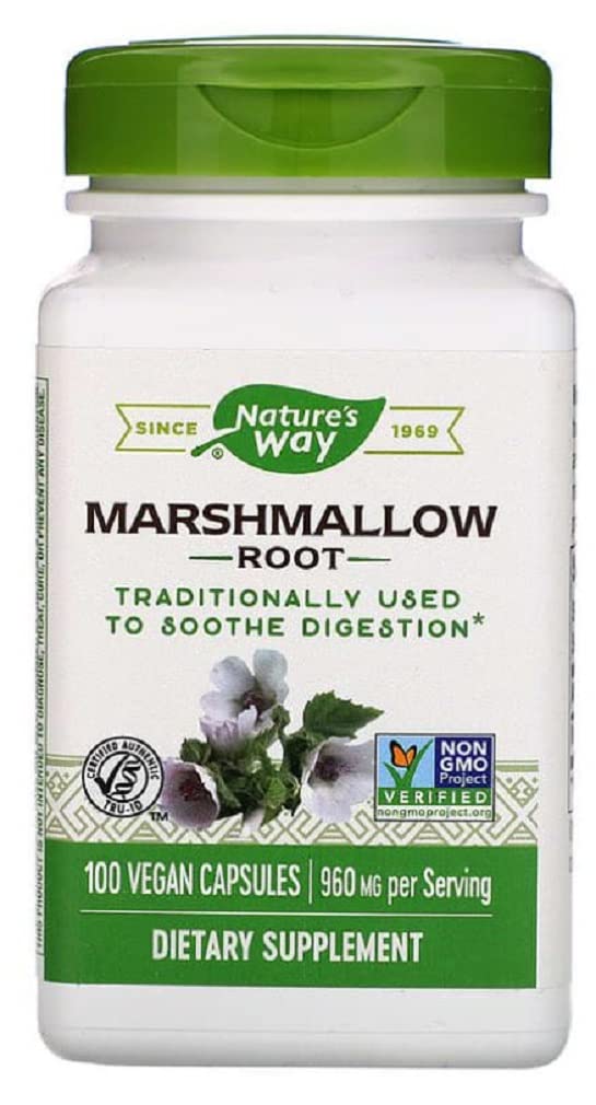 Envase Nature's Way raíz de malvavisco 100 cápsulas veganas