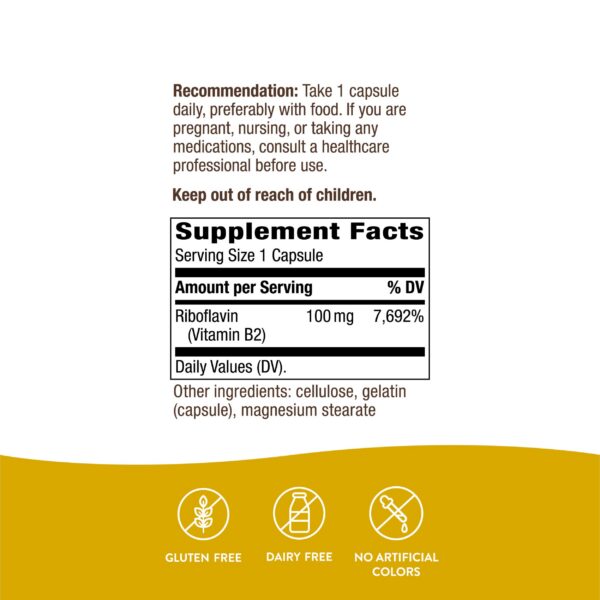 Detalle del envase Nature's Way Riboflavin B2