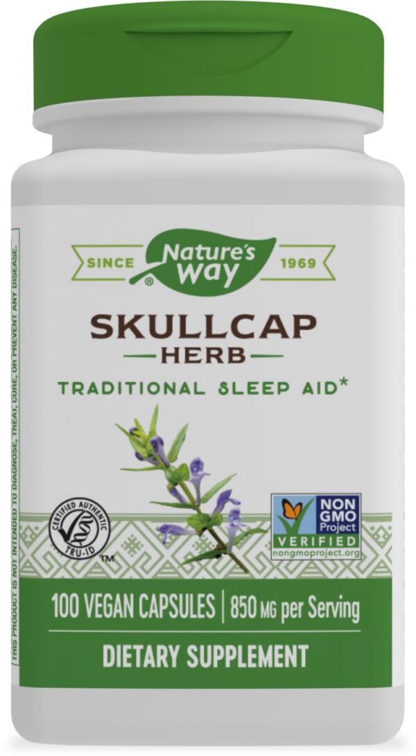 Nature's Way Skullcap cápsulas veganas apoyo sueño tradicional