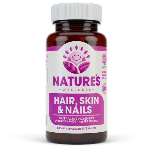 Natures Wellness cápsulas para cabello piel y uñas 60 unidades