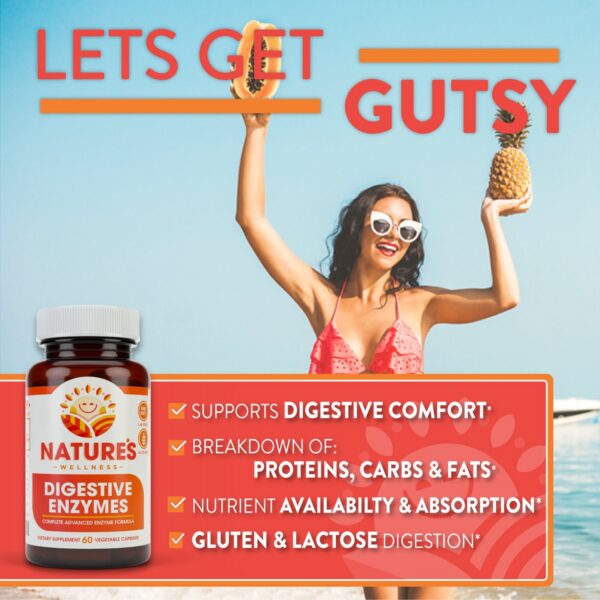 Cápsulas del suplemento para mejor digestión Natures Wellness
