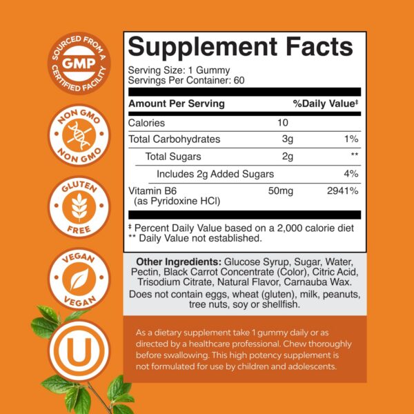 Etiqueta frontal de Natures Craft Vitamina B6