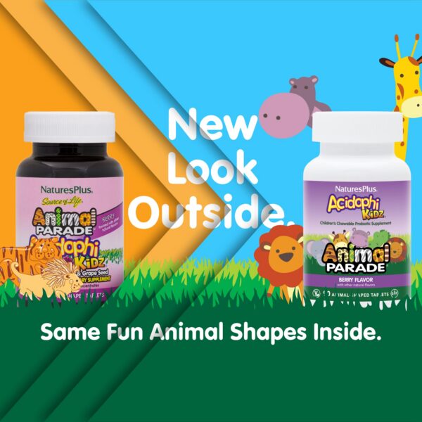 Version 1.0.0 Animal Parade AcidophiKidz etiqueta frontal