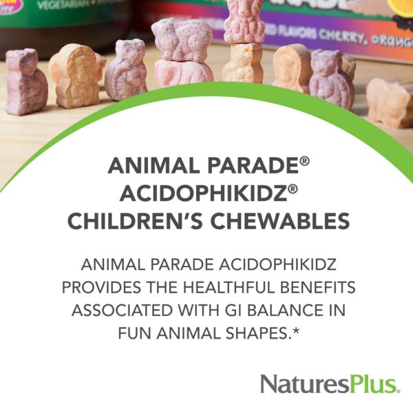 Tabletas NaturesPlus Animal Parade AcidophiKidz con probióticos para niños