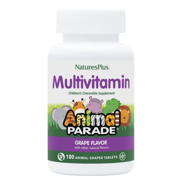 NaturesPlus Animal Parade multivitaminico niños sabor uva botella
