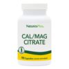 Frasco NaturesPlus Cal/Mag Citrate – etiqueta y cápsulas