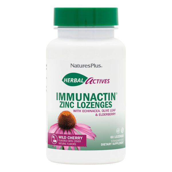 NaturesPlus ImmunActin Zinc gomitas sabor cereza frasco frontal