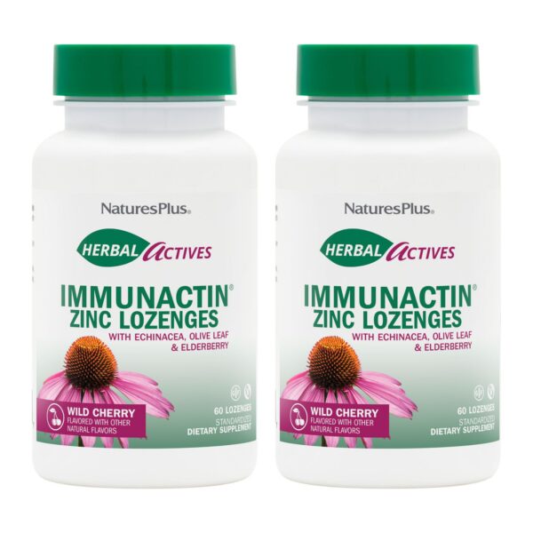 Version 1.0.0 Pastillas Zinc ImmunActin de NaturesPlus, vista frontal
