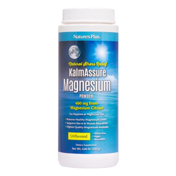 Frente del envase NaturesPlus KalmAssure Magnesium Powder