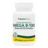 NaturesPlus Mega B-100 complejo vitamina B 60 tabletas liberación sostenida