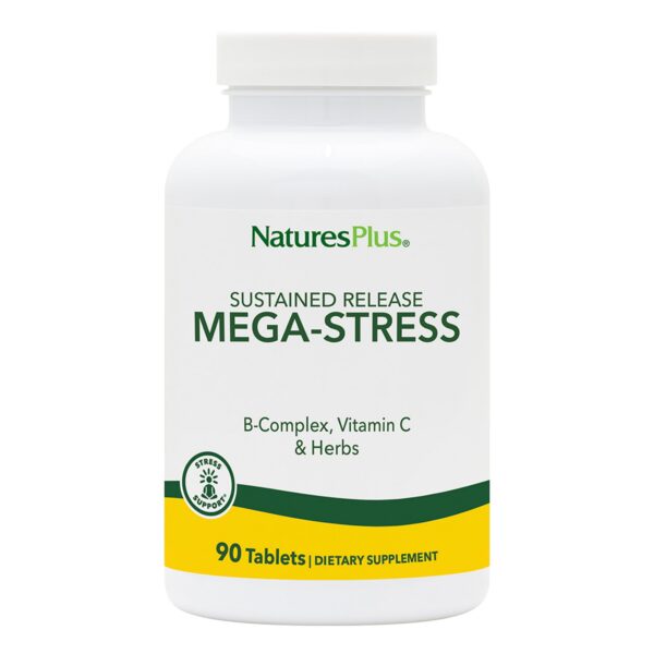 NaturesPlus Mega-Stress complejo B y vitamina C envase frontal