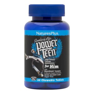 NaturesPlus Power Teen para Él 60 tabletas masticables sabor baya silvestre