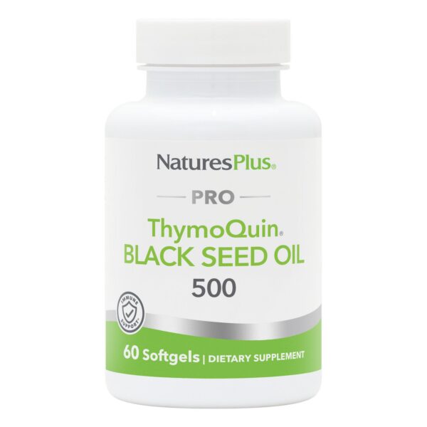 Etiqueta de NaturesPlus PRO ThymoQuin Black Seed Oil 500 mg