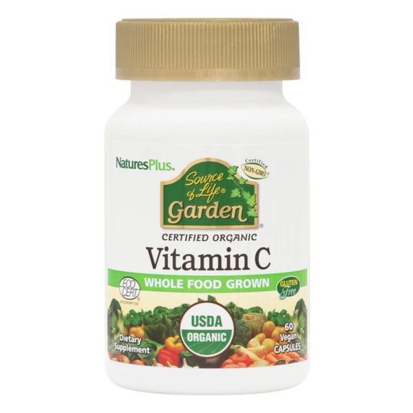 Natures Plus vitamina C orgánica cápsulas veganas paquete de 2