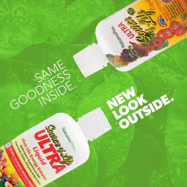 Etiqueta de Source of Life Líquido Mango Piña