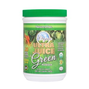 Version 1.0.0 Envase de NaturesPlus Ultra Juice Green Powder frente