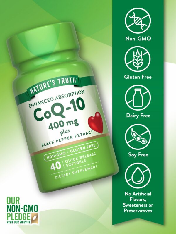 Frasco de Nature's Truth CoQ10 400 mg con 40 cápsulas