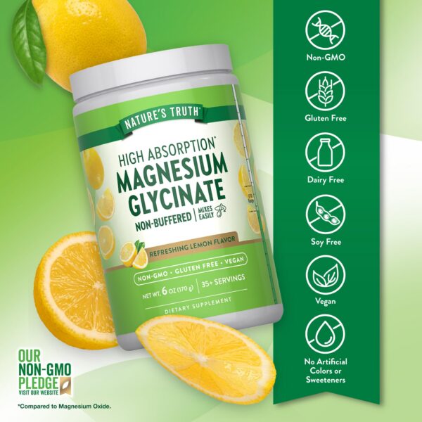 Etiqueta nutricional Nature's Truth glicinato magnesio
