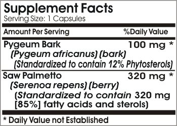 Cápsulas Pygeum y Saw Palmetto extracto estandarizado salud prostática