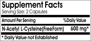 Etiqueta frontal NAC Naturetition 600 mg