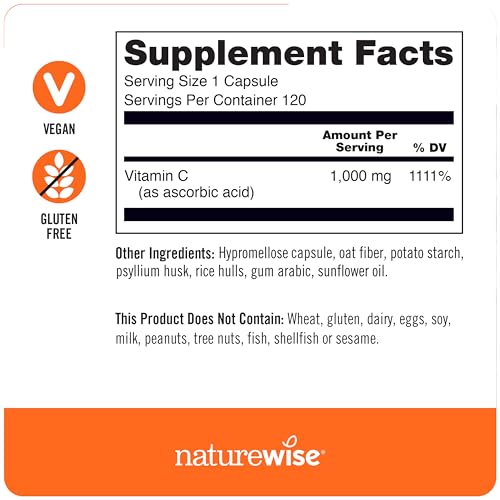 NatureWise complemento vitamina c 1000mg etiqueta lateral