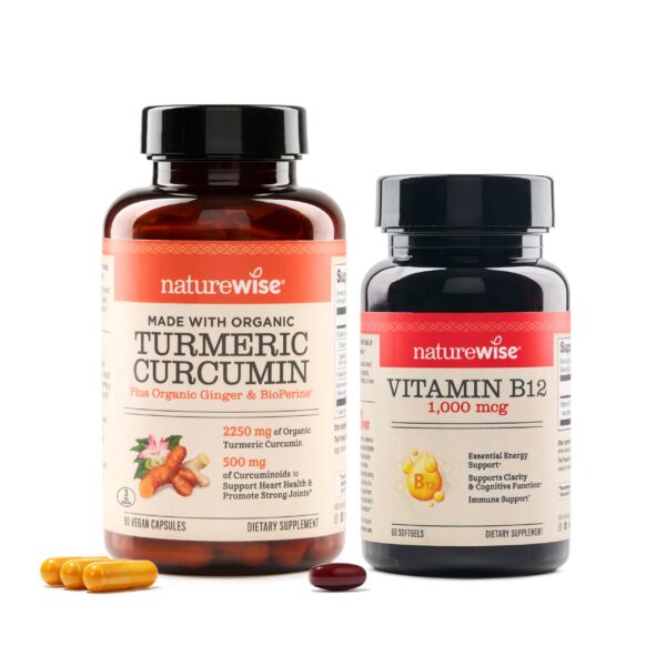 Version 1.0.0 Frasco de NatureWise Curcumina con vitamina B12 para soporte articular