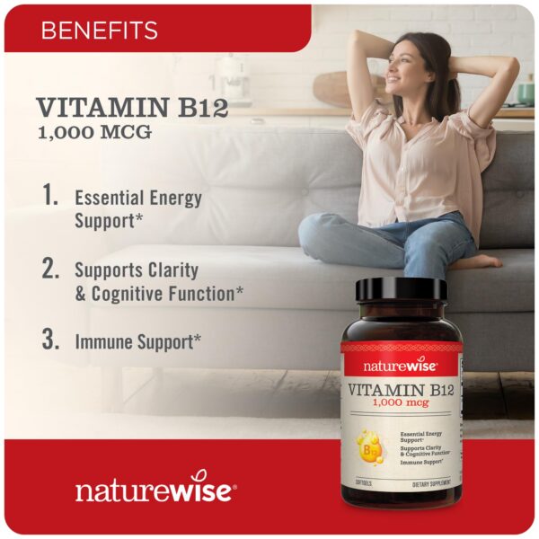 Softgels NatureWise B12 1000mcg y cápsulas vitamina D3 2000 UI