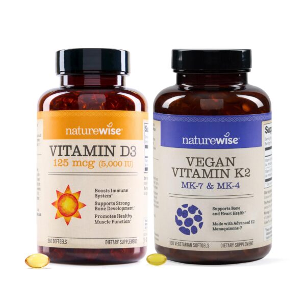 NatureWise D3 y K2 - vista frontal de la botella