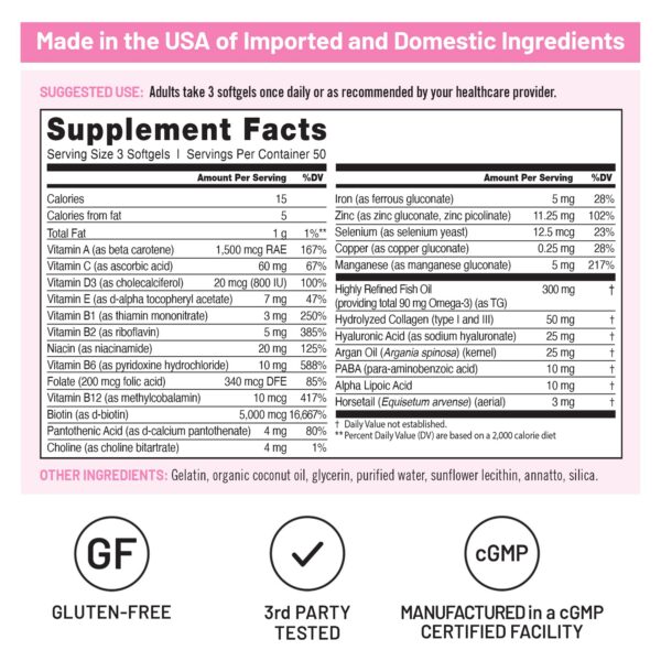 Vitaminas y ingredientes