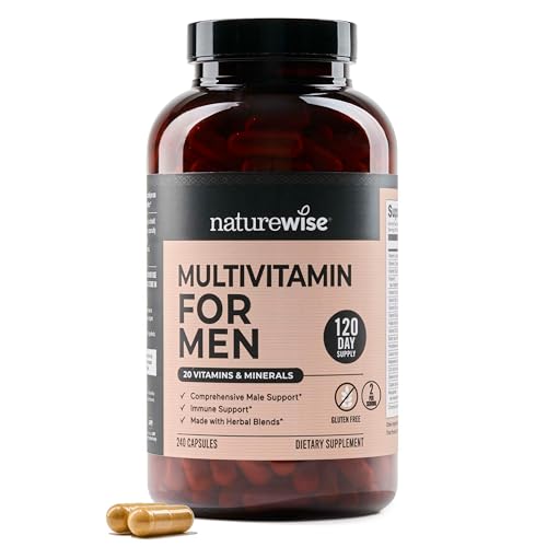 Version 1.0.0 Multivitaminico NatureWise para hombres 240 cápsulas paquete frontal