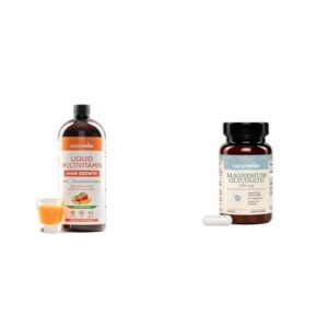 Multivitamínico líquido NatureWise para crecimiento del cabello sabor durazno mango