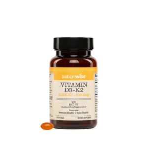 Vitamina D3 y K2 NatureWise cápsulas blandas con aceite MCT