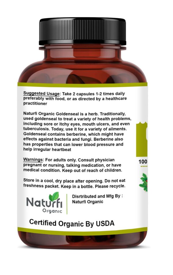 Cápsulas de raíz Goldenseal en frasco