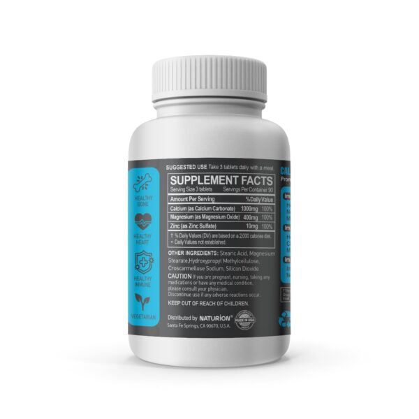 Etiqueta detallada de NATURION calcio magnesio zinc