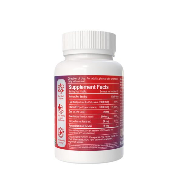 Detalle de la etiqueta NATURION Mega Blood Booster