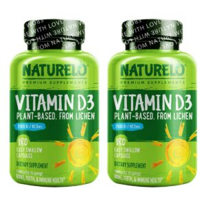 Version 1.0.0 Botella NATURELO vitamina D3 vegana 2500 UI pack 180 cápsulas