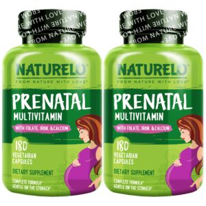 Frasco NATURELO multivitaminas prenatales veganas 180 cápsulas
