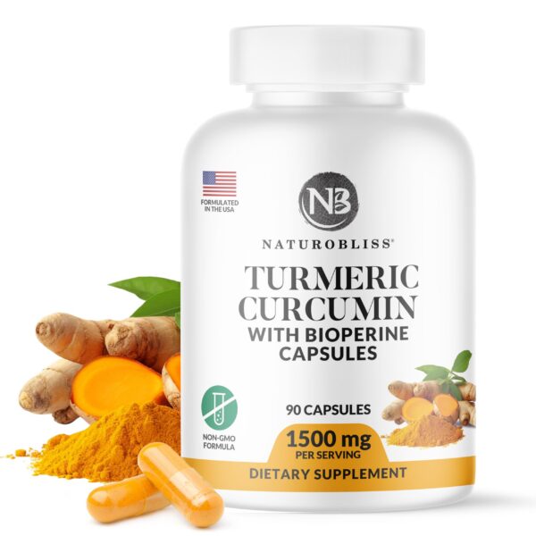 NaturoBliss Cúrcuma Curcumina 1500mg con BioPerine 90 cápsulas
