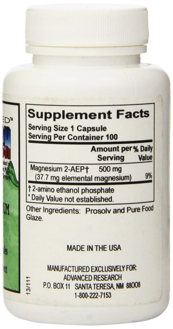 Frasco translúcido con cápsulas de magnesio