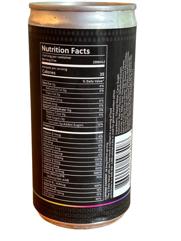 Etiqueta de vitaminas en la lata NextDay Original