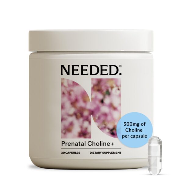 Version 1.0.0 Frasco de Needed Prenatal Choline+ cápsulas líquidas