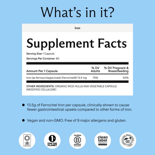 Etiqueta lateral de hierro prenatal