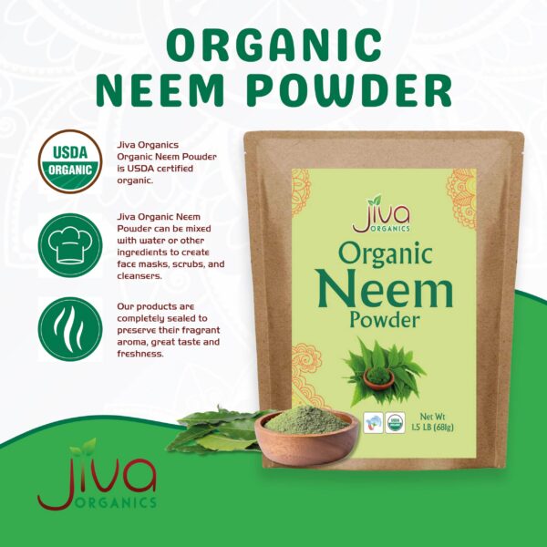 Neem natural en polvo Jiva Organics para piel y encías